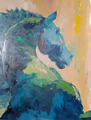 cheval bleu - Peinture - hannah