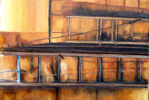 échelles de Villefranche de Rouergue - Peinture - Edmee Joly