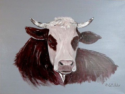 L'artiste peinture-montagne - vache abondance