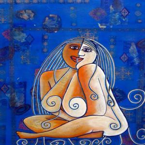 Peinture de ANTOINE MELLADO: Femmes au bain ou complicité de hammam-5