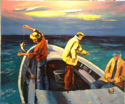 les trois pêcheurs - Peinture - Dany MARCODINI