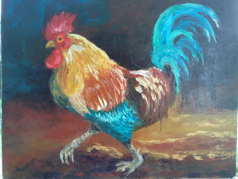 le coq - Peinture - Dany MARCODINI