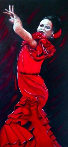 Flamenco - Peinture - Martine YVOREL