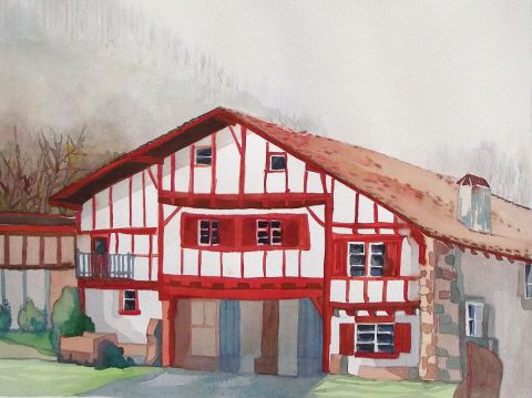 Maison basque à Hibarron - Peinture - ronald