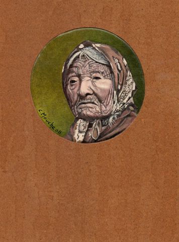 L'artiste Clement MOUCHE - Vieille femme Amérindienne