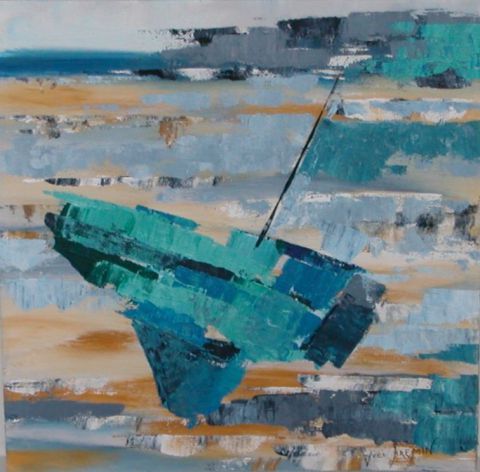 L'artiste Yves Fremin - échoué à marée basse