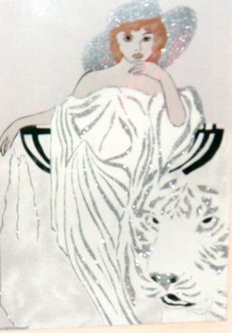 femme au tigre - Peinture - lilouzen