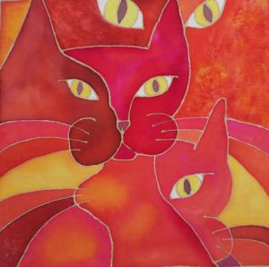Voir cette oeuvre de catherine vaganay metal sculpture: Psychedelic Cat Serie: Red Cats