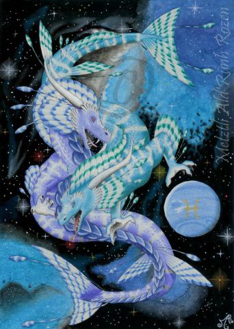 L'artiste Metztli - Zodiacal Dragon - Pisces