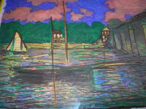 Marina francese ispirata a Monet - Peinture - Cristina Contilli