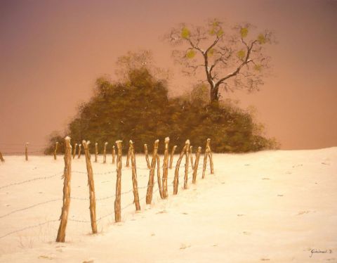 Paysage hivernal,  - Peinture - Etienne Guerinaud 