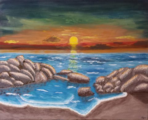 coucher de soleil - Peinture - Karine ABADIE