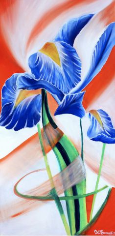 rythmes bleus/oranges - Peinture - Myriam Bonnet