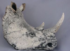 Sculpture de SANDRINE MESNIL: rhinoceros BLANC
