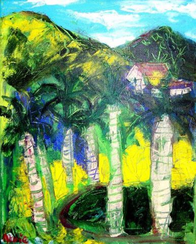 Royal palms alley - Peinture - MARIE INDIGO