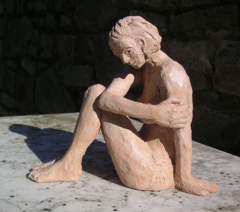 femme assis - Sculpture - Meryl QUIGUER