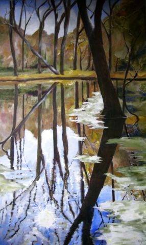 Reflets dans l'eau (Oise) - Peinture - CJ