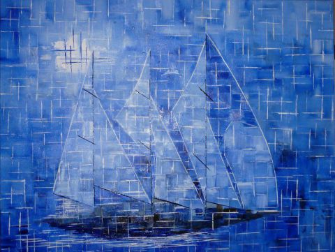 bleu voilier  - Peinture - CRICRI