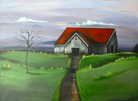 L'artiste Stephanie REBATO - Red Roof, house lost in the countrie
