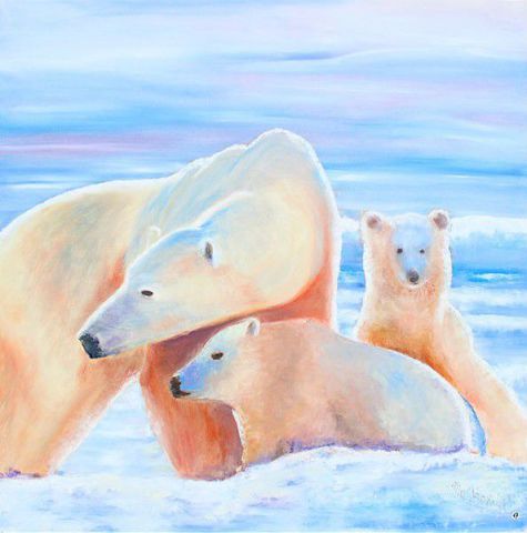ours sur la banquise - Peinture - marie-odile girondel
