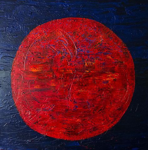 Pleine Lune Rouge - Peinture - Oria