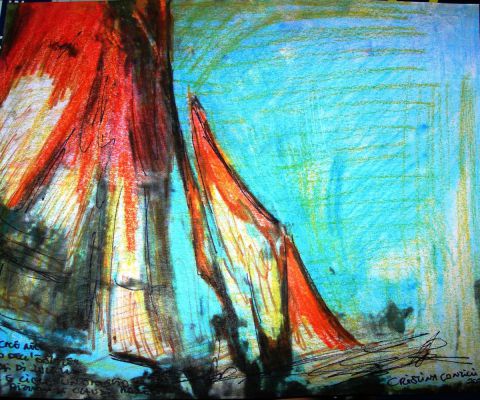 Barche nel vento dell'estate - Peinture - Cristina Contilli
