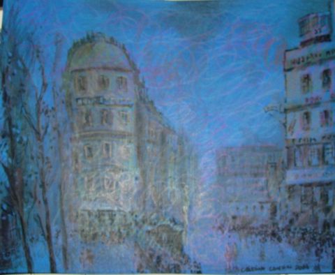 Scende la notte su Parigi (versione di prova) - Peinture - Cristina Contilli