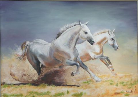 les chevaux blancs - Peinture - mimimarigny