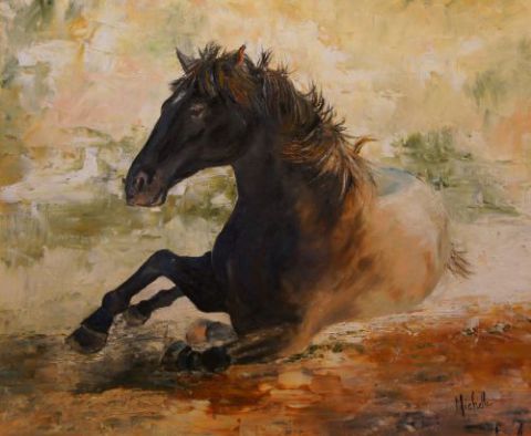 le cheval noir - Peinture - mimimarigny