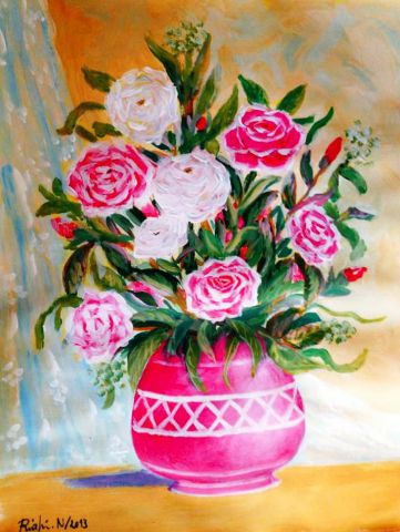 vase rose - Peinture - riahi noureddine