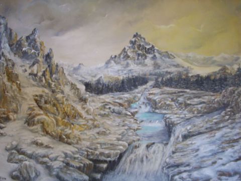 Paysage à la fonte des neiges - Peinture - Jacques MONCHO