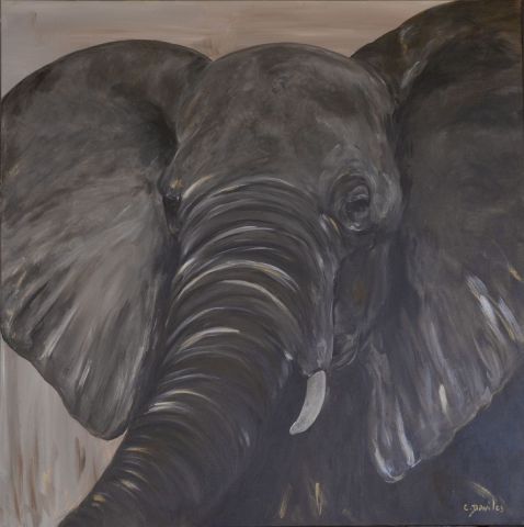 elephant d'afrique - Peinture - CHRISTINE DAVILES