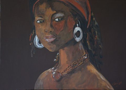 femme africaine  - Peinture - CHRISTINE DAVILES