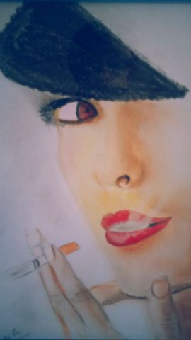 La femme a la cigarette - Peinture - Nicole De Pauw