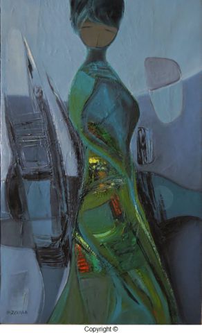 Femme en vert - Peinture - Noureddine ZEKARA  
