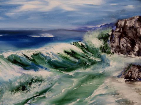 L'artiste alza - bord de mer