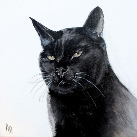 Le chat noir Prosper - Peinture - annie massollo