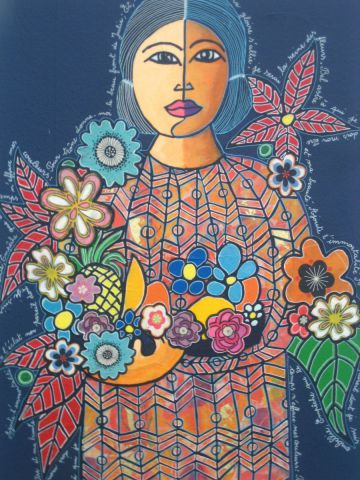 Marché aux fleurs , Angélica , la bouquetière-3- - Peinture - ANTOINE MELLADO