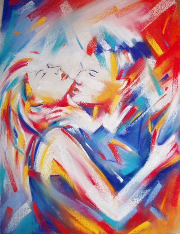 Baiser 1 (couple amoureux) - Peinture - FREDERIQUE NALPAS