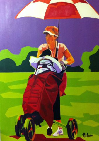 Le sac rouge de la golfeuse - Peinture - adam brigitte