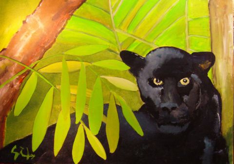 Panthere noir - Peinture - Theo Geschwind