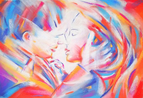 Baiser 2 (couple amoureux) - Peinture - FREDERIQUE NALPAS