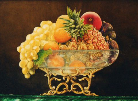 L'artiste Jacques MONCHO - Coupe de fruits ave ananas