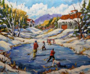 Peinture de Prankearts: The Break Away - Hockey sur glace extérieure