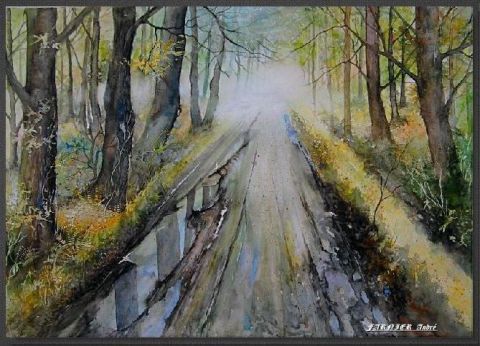 Ornières après la pluie - Peinture - Andre FARNIER