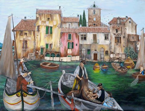 Le port de Martigues - Peinture - Gerard Grallie