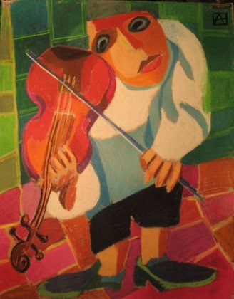 L'artiste Anna Demadre-Synoradzka - Garçon au violon