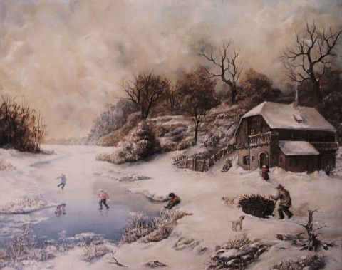 Une journée hivernale - Peinture - Jacques MONCHO