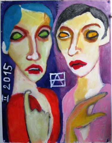 Deux femmes - Peinture - Anna Demadre-Synoradzka