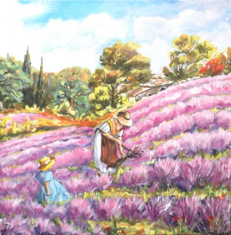 L'artiste Alyona - champs de lavande en fleur 